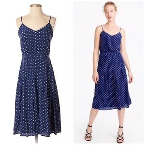 J Crew Silk Navy and White Dot Dress